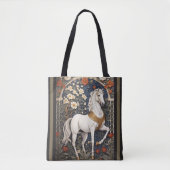 Elegant William Morris geïnspireerd wit paard Draagtas (Voorkant)
