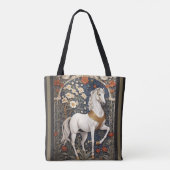 Elegant William Morris geïnspireerd wit paard Draagtas (Achterkant)
