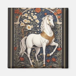 Elegant William Morris geïnspireerd wit paard Magneet