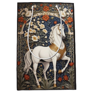 Elegant William Morris geïnspireerd wit paard Medium Cadeauzakje