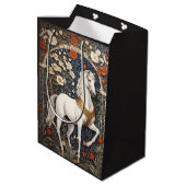 Elegant William Morris geïnspireerd wit paard Medium Cadeauzakje (Achterkant Gekanteld)