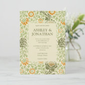 Elegant William Morris Grafton Patroon Wedding Kaart (Staand voorkant)