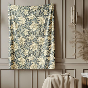 Elegant William Morris Patroon pastel groen ivoor Fleece Deken