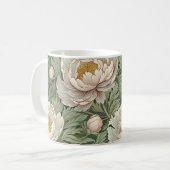 Elégant William Morris Style Peony Flowers Mug (Devant gauche)