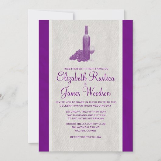 Elegant Wine Bottle Wedding Invitting Kaart (Voorkant)