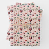 Elegant wine candles tiled pattern inpakpapier vel (In situ)