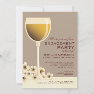 Elegant Wine & Floral Wedding Engagement Party Kaart