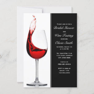 Elegant Wine Glass Bridal Shower Invitations Kaart