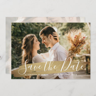Elegant Wine Gold 2 Foto bewaart de datum van het  Save The Date