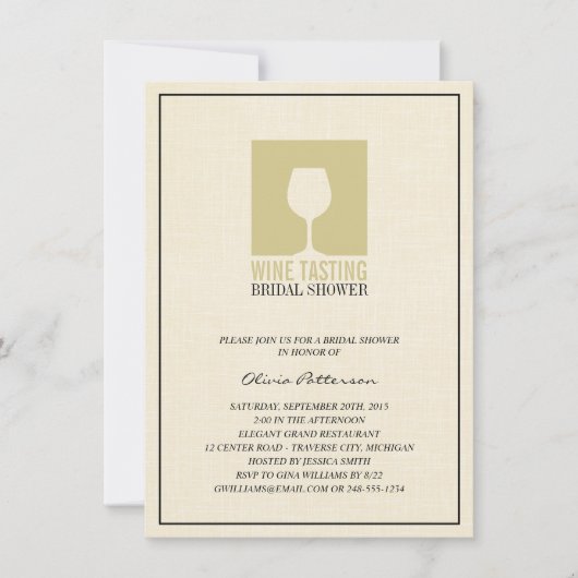 Elegant Wine Tasting Bridal Shower Invitations Kaart (Voorkant)