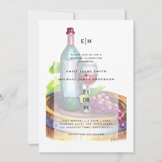 Elegant Wine Tasting Wedding Invitation Rustin Kaart (Voorkant)