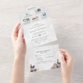 Elegant Wine Vineyard All in One Wedding Invite All In One Uitnodiging (Afscheurbaar)