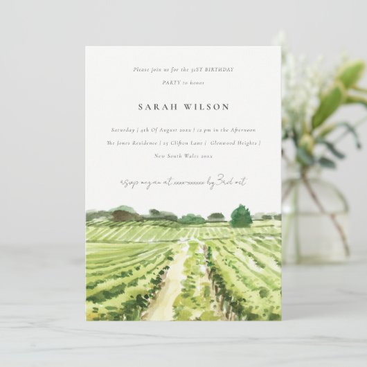 Elegant Winery Vineyard elk jaar uitnodiging (Staand voorkant)