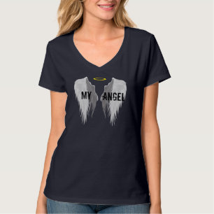 Elegant wings MY ANGEL zwarte vrouwen T-shirt