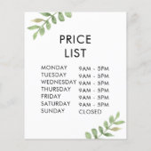 Elegant Winkelprijslijst Weergave met groene blade Flyer (Achterkant)