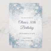 Elegant Winter 30th Birthday Invitation – Icy Snow (Devant / Derrière)