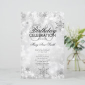 Elegant Winter 50th Birthday Program Silver Menu (Staand voorkant)