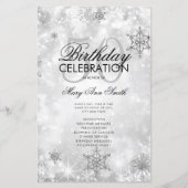 Elegant Winter 50th Birthday Program Silver Menu (Voorkant)