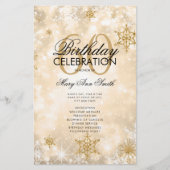 Elegant Winter 60th Birthday Program Gold met Menu (Voorkant)