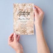 Elegant Winter 70 Birthday Program Roos Gold Menu (Hand)