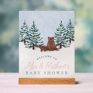 Elegant Winter Beer Baby shower Welkomstbord Acryl Bord