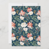 Elegant Winter Bloemen Krans Navy Verjaardagsfeest Kaart (Achterkant)