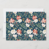 Elegant Winter Bloemen Navy 1e Verjaardagsfeest Kaart (Achterkant)