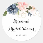 Elegant winter bloemig bruidsfeest gunst ronde sticker (Voorkant)