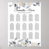 Elegant Winter Blue en White Flowers Poster (Voorkant)
