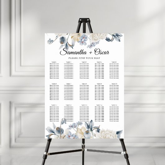 Elegant Winter Blue en White Flowers Poster