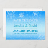 Elegant Winter Blue Snowflakes Save the Date (Voorkant / Achterkant)