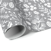 Elegant Winter Botanicals in grijs en wit Cadeaupapier (Rol Hoek)