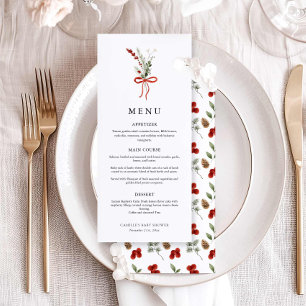 Elegant Winter Botanisch Baby shower Menu