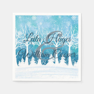 Elegant Winter Bruiloft Blauw Servet