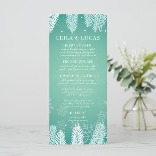 Elegant Winter Bruiloft Menu (Staand voorkant)