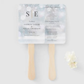 Elegant Winter Bruiloftsprogramma met Monogram Handwaaier (Voorkant en achterkant)