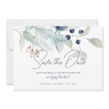Elegant winter bruiloftsthema Save the Date