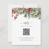 Elegant Winter Christmas Holiday QR Code Wedding RSVP Kaartje (Voorkant)