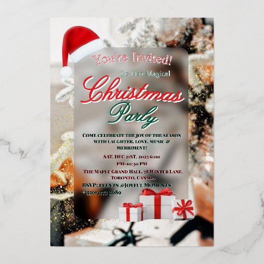 Elegant Winter Christmas Party Invitation (Recto)