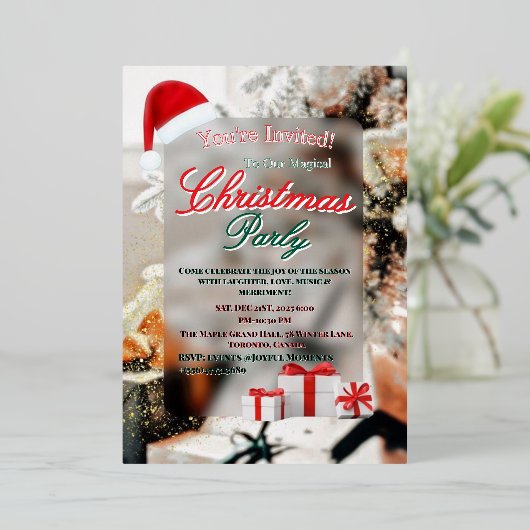 Elegant Winter Christmas Party Invitation (Debout devant)