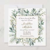 Elegant Winter Evergreen Eucalyptus Photo Weddensc Save The Date (Achterkant)