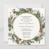 Elegant Winter Evergreen Wedding Invitation Kaart (Voorkant)