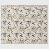 Elegant Winter Flora Feestelijk Wrap Design Cadeaupapier (Vlak)