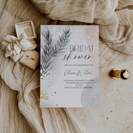Elegant Winter Floral Bridal Shower Party Kaart