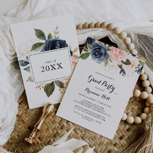 Elegant Winter Floral Calligraphy Afstudeerder Par Kaart