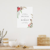 Elegant Winter Floral kerstbruiloft Welkom Poster (Keuken)