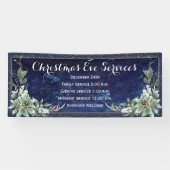 Elegant Winter Floral Kerstkerkerdienst Spandoek (Horizontaal)
