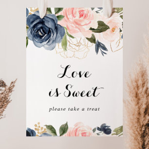 Elegant Winter Floral Love is Sweet Sign Poster