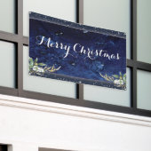 Elegant Winter Floral Merry Kerstmis Spandoek (Buitenkant Gebouw)