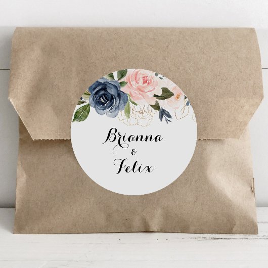 Elegant Winter Floral Wedding Envelope Seals Ronde Sticker